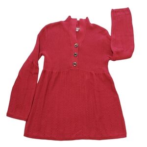 J. Jill Sweater Open Collar Button Closure High Waist Style LS Burgandy Size M